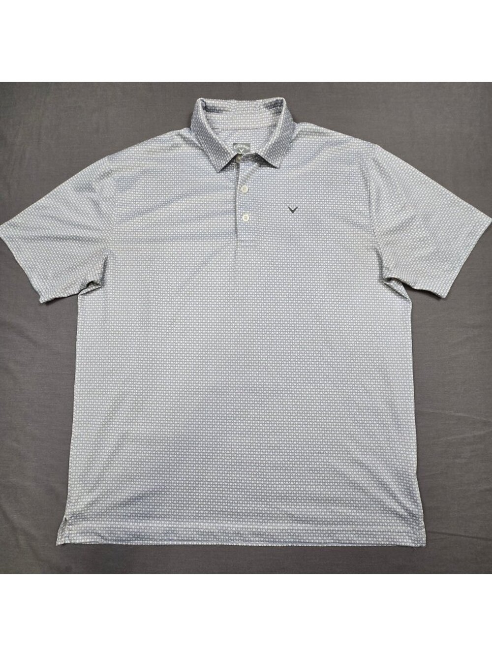 Callaway Large Mens Golf Polo Opti-Dri Blue Pattern Short Sleeve Lightweight